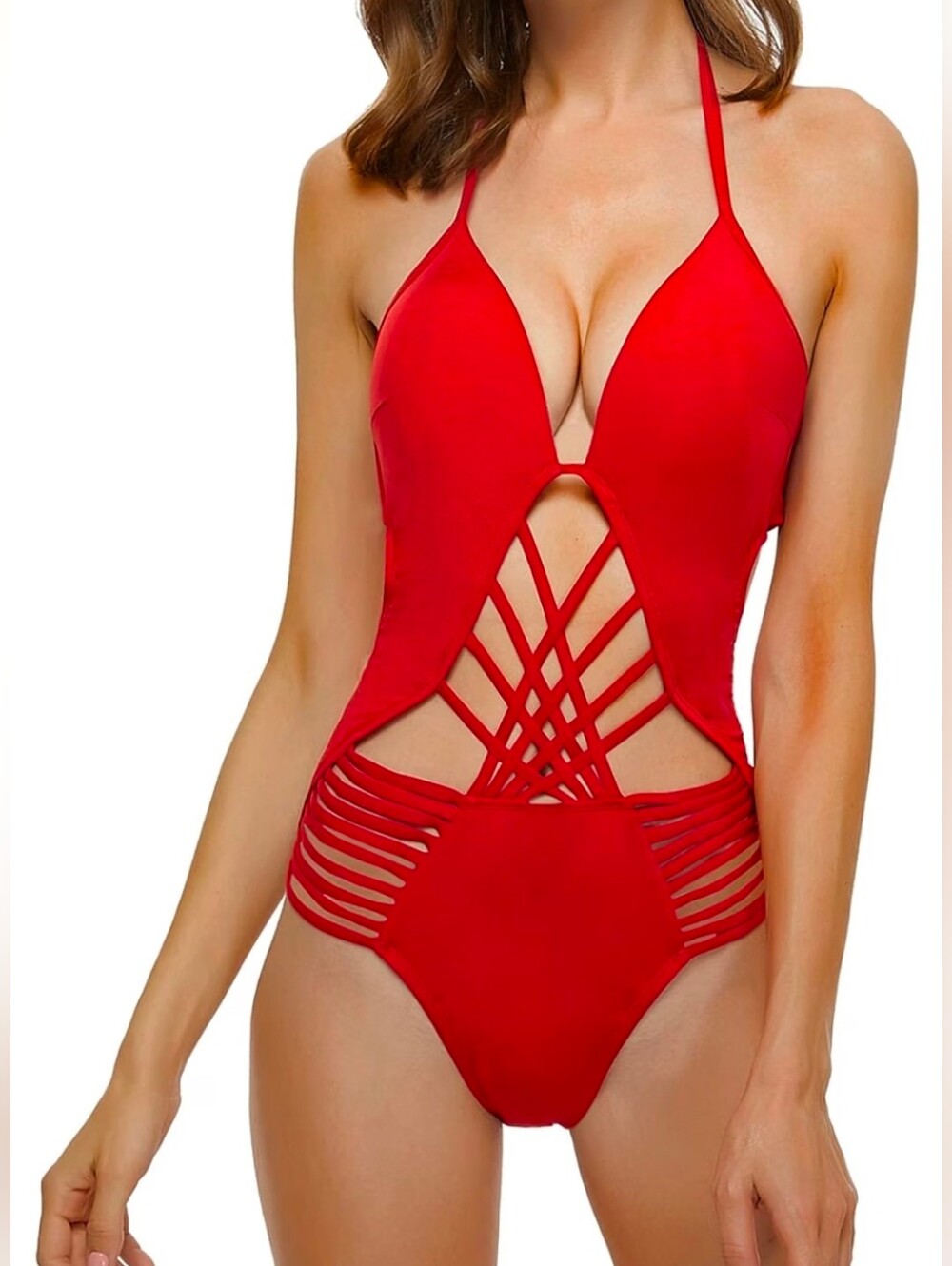 CinCili Women's Sexy One Piece Swimwear Criss Cross Bathing Suits Monokini